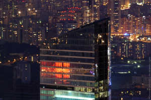 Mirax Federation Towers heartbeat installation designed by Antonella Iazzetti